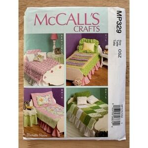 McCall's MP329 Pattern ~ 18" Doll Bedding Ensemble w Table Skirt Lamp Nightstand